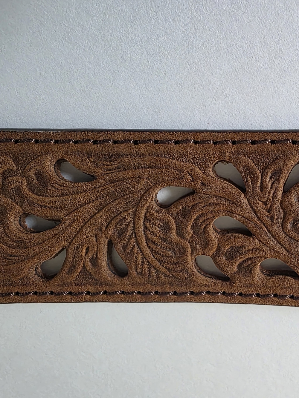 Tony Lama Tooled Leather Western Belt Removable Buckle Size 36 - Picture 6 of 8
